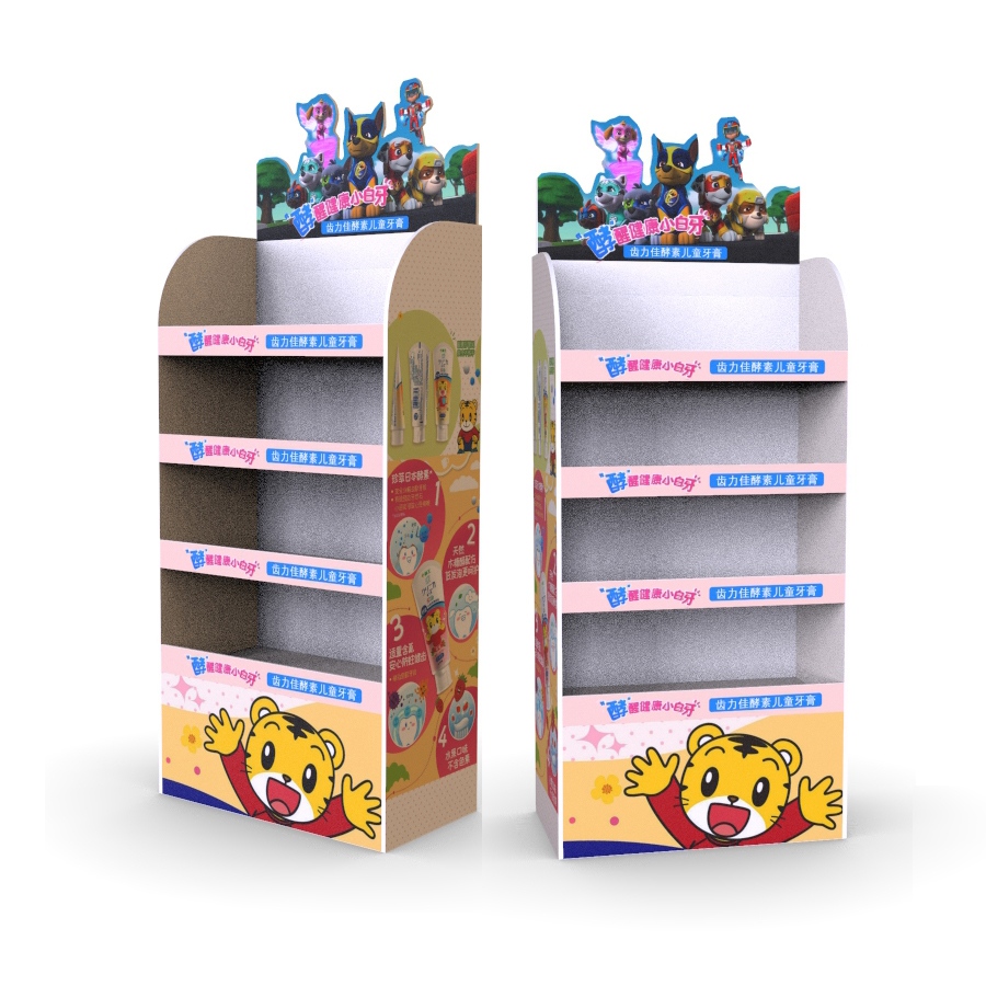 Floor PVC Cardboard Display Stand for FMCG Products