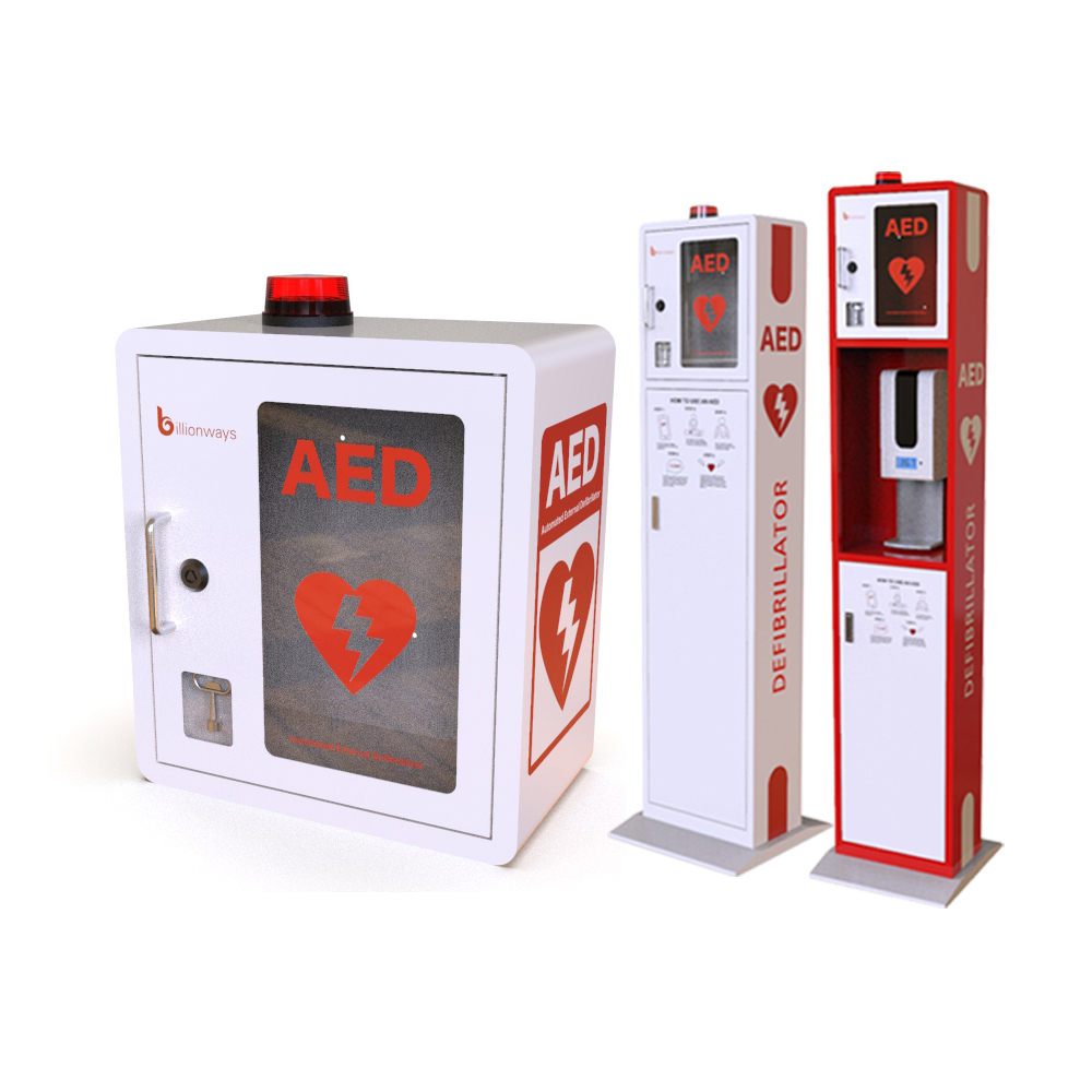 Flooring Standing Aed Cabinet Embedded Automatic Sanitizer Dispenser and Thermometer